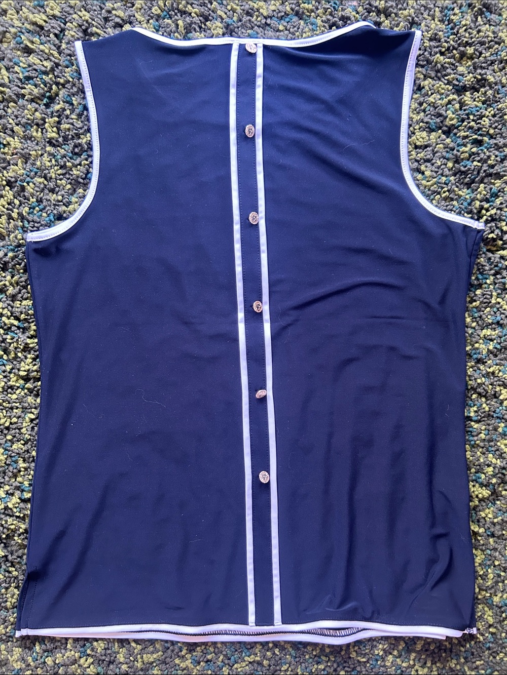 Anne Klein Navy Blue Nautical Sleeveless Blouse